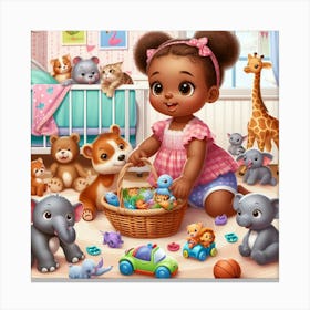 Little Girl With Toys Canvas Print