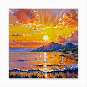 Sunset On The Lake Canvas Print