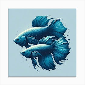 Blue Siamese Fish 1 Canvas Print