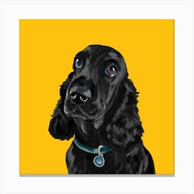 Black Cocker Spaniel Dog Sunshine Yellow Leinwandbild