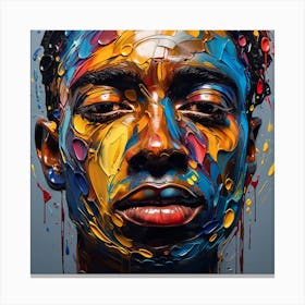 Man With Colorful Paint On His Face Canvas Print