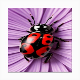 Ladybug On Purple Flower Canvas Print