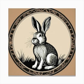 Minimal Small Linocut Of A Rabbit Bunny Canvas Print