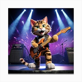 Tabby Cat Rocker With 3d Animation Features Delivers A Stance Highlighting Clear Front And Back Paw Canvas Print