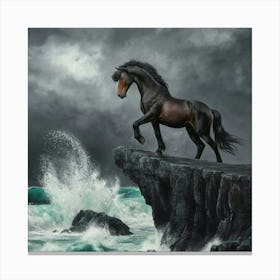 Horse On Cliff 3 Canvas Print