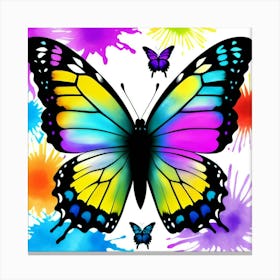 Butterfly With Paint Splashes 8 Canvas Print