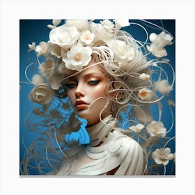 Woman With Flowers In Her Hair Canvas Print