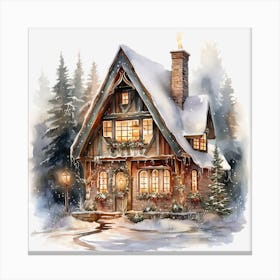 Christmas House In The Woods 7 Canvas Print