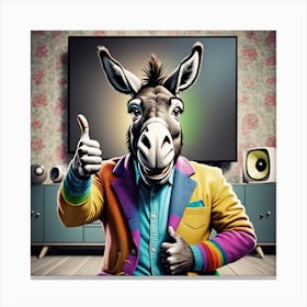Donkey With Tv Canvas Print