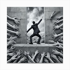 Man Reaching Out To Hands Canvas Print