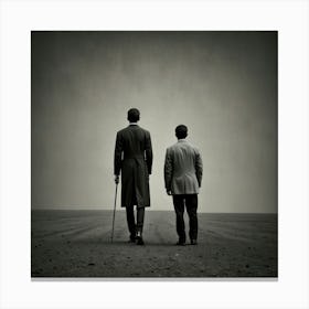 Two Men Standing In A Field Canvas Print