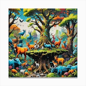 Forest Of Animals Canvas Print