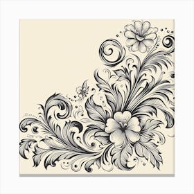 Floral Design In Black And White Canvas Print