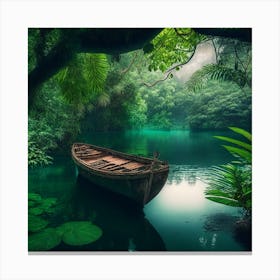 Boat In The Jungle 3 Canvas Print