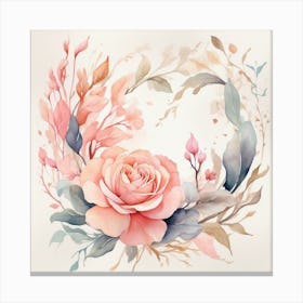 Watercolor Floral Wreath Canvas Print
