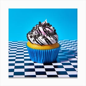 Cupcake Blue Checkerboard 3 Canvas Print