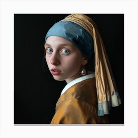 AI Girl With Pearl Earring Canvas Print