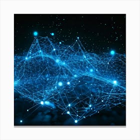 Abstract Blue Network Canvas Print