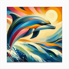 Abstract modernist Dolphin 5 Canvas Print