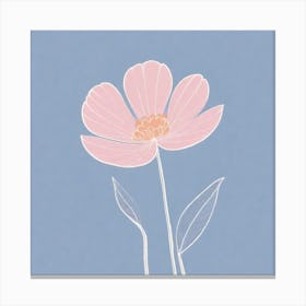 A White And Pink Flower In Minimalist Style Square Composition 734 Canvas Print