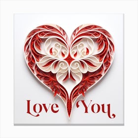 Red Heart Paper Art Valentine's Day Canvas Print