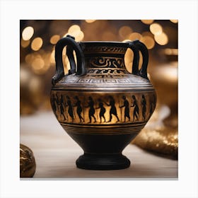 Gold And Black Vase Canvas Print