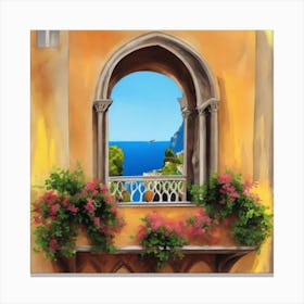 Window On The Sea Amalfi Window Art Print Canvas Print