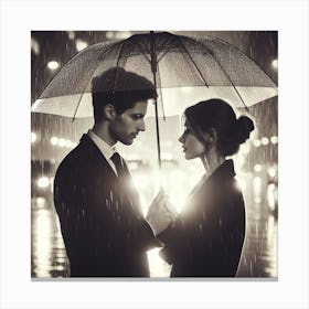 Couple of lovers under an umbrella 2 Canvas Print