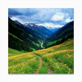 Yellow Flowers In The Mountains Canvas Print