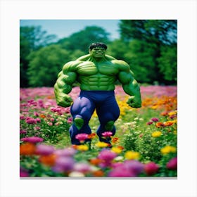 Hulk In Flowers Canvas Print