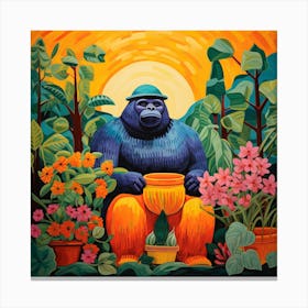 Gorilla In The Garden Canvas Print