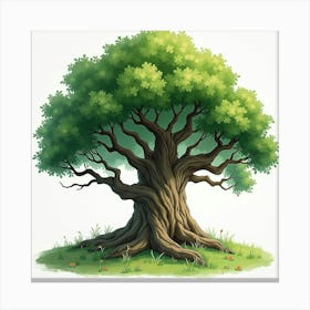 Watercolor Image Of An Ancient Tree In The Heart Of Fangorn Forest 1 Canvas Print