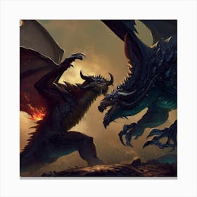 Two Dragons Fighting 2 Canvas Print