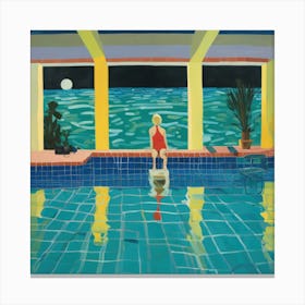 In Style of David Hockney. Swimming Pool at Night Series Canvas Print