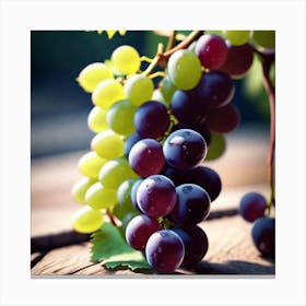 Grapes On A Wooden Table 1 Canvas Print