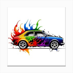 Car With Flames 1 Canvas Print