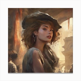 Girl In A Hat Canvas Print