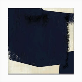 Blue Abstract No. 1 - Abstract Blue and Black on Beige , Neutral, Minimalist, Monochromatic, Contemporary Wall Art Canvas Print