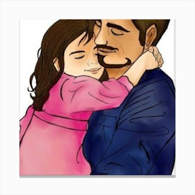Father And Daughter Hugging 2 Canvas Print