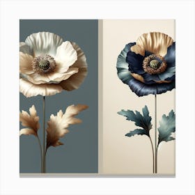 Blue And White Poppy 1 Canvas Print
