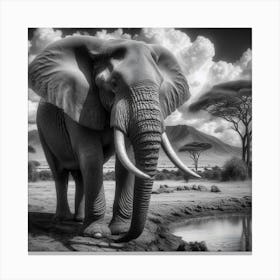 Black And White Elephant Canvas Print