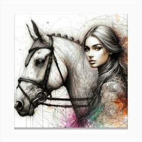 Girl With A Horse Canvas Print