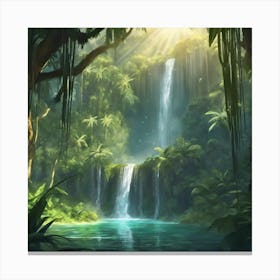 Waterfall In The Jungle Canvas Print