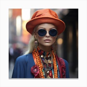 Woman In An Orange Hat Canvas Print