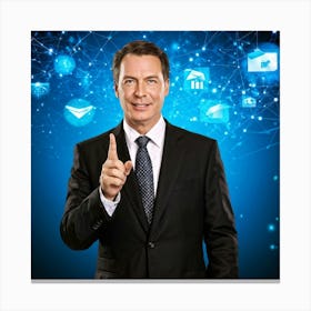 Businessman Technology Multimedia Mail Communication Interaction Community Finger Computer (4) Canvas Print