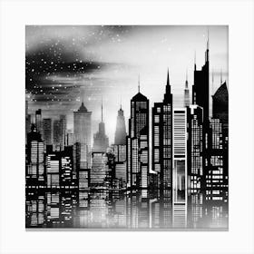 Cityscape In Black And White 1 Canvas Print