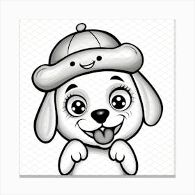 Cute Dog With Hat Canvas Print
