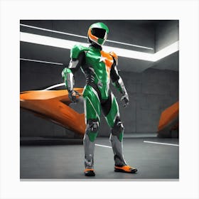 Green And Orange Racing Suit Canvas Print