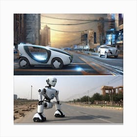 Futuristic Cars And Robots Canvas Print