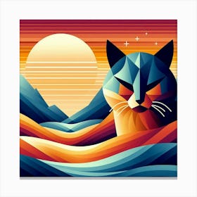 Bumble Low Poly Cat Canvas Print